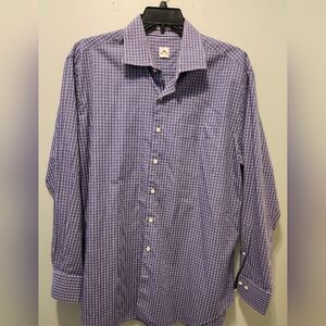 Peter Millar Purple Blue White Plaid Long Sleeve Button Down Shirt Mens Size XL